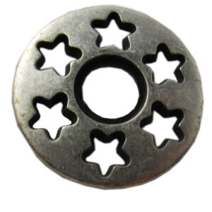 Zierniete GA.476/2 zum Annieten. Die Zierniete kann man mit einer Hohlniete oder Öse befestigen.  Perfekt für Leder, Kork, Blache, Filz usw. Ideal als Hingucker bei Armbänder, Hundehalsbänder, Taschen, Kleider usw.
