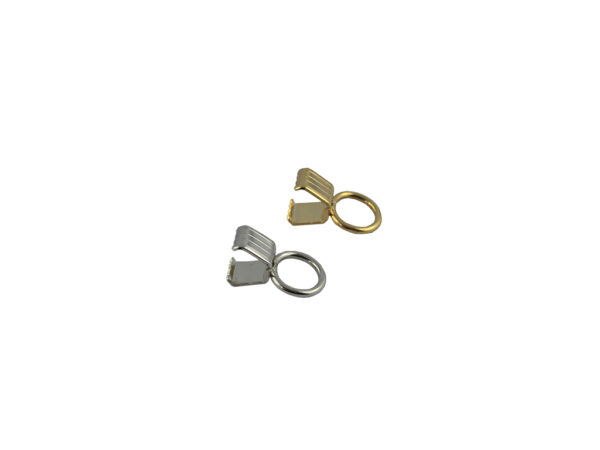 Endklammer für Taschen, Schlüsselbänder KL.312 für eine Materialdicke von 6mm. Einfache Anwendung durch klemmen. Erhältlich in der Farbe gold und vernickelt.