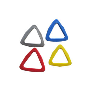 Triangel TRN.BUNT aus Kunststoff sind zu über 85% aus recyceltem Kunststoff. Perfekt für Sporttaschen, Rucksäcke usw. Für die  Riemenbreiten  20mm, 25mm, 30mm oder 40mm in den Farben blau, gelb, rot oder silber