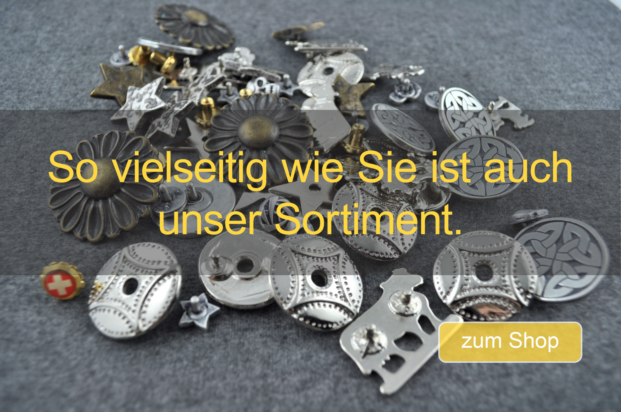 Verzierungen für Kleidung, Gürtel, Taschen usw.